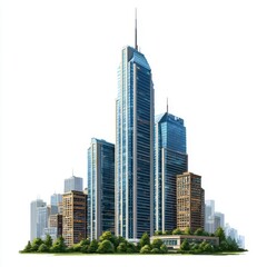 Fototapeta premium Modern skyscraper development urban cityscape architectural rendering futuristic environment aerial view innovative design
