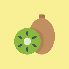 Flat Kiwi Icon – Fresh Tropical Fruit Symbol for Food, Health, and Organic Designs