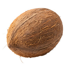 A whole brown coconut isolated on a transparent background
