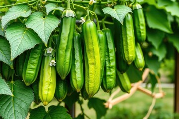 cucumbers on the vine