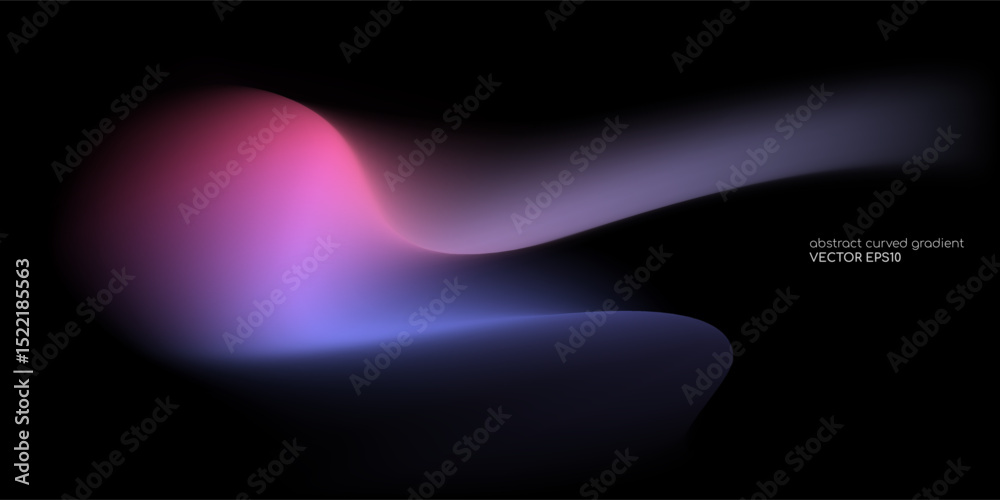 Aufkleber Vector abstract blurred gradient background smooth curve shape with colorful light purple blue on black backgroundGradient Background 019