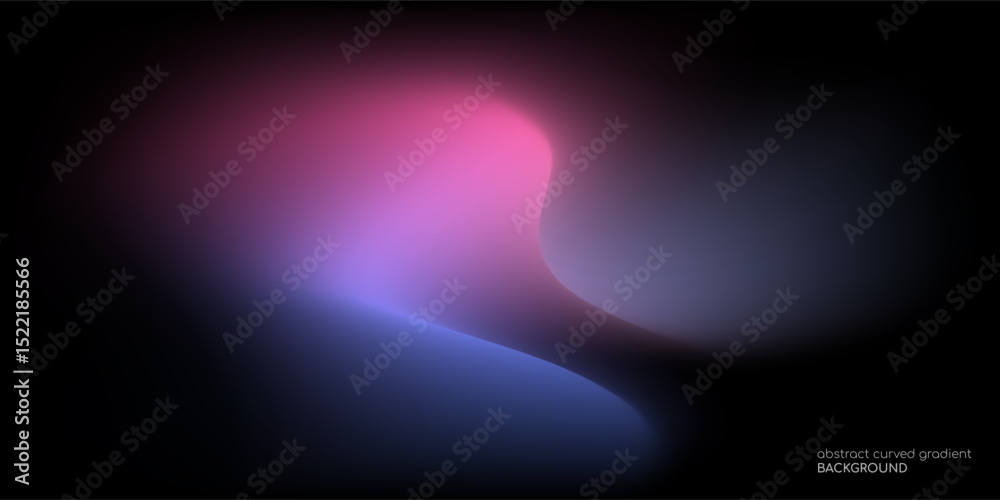 Aufkleber Vector abstract blurred gradient background smooth curve shape with colorful light purple blue on black backgroundGradient Background 019
