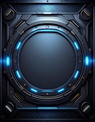 futuristic frame on dark metallic sci-fi tech background