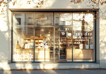 Glass Showcase Mockup with Warm Shadows
