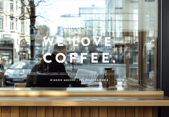 Urban Coffee Shop Window Mockup