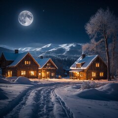 Misty Forest Path in Moonlight