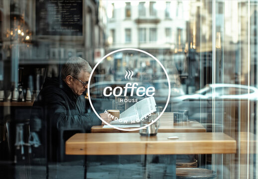 Cozy Coffee Shop Window Mockup