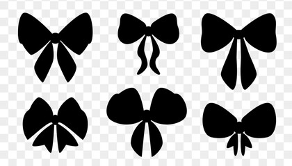 Ribbon bow vector icon collection. Silhouette bowknot set