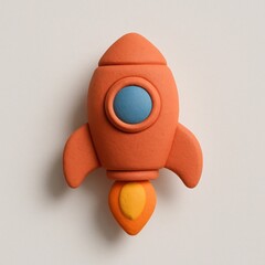Plakat Colorful clay rocket illustration.