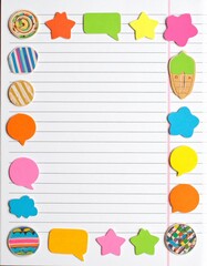Colorful Sticky Notes on Lined Notebook Page
