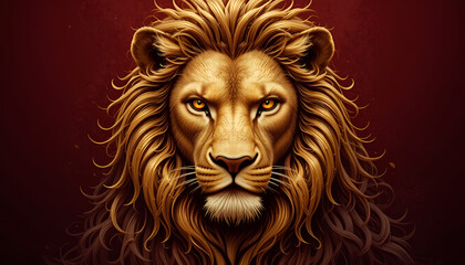 Majestic Golden Lion Portrait Artwork
