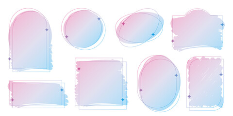 キラキラ　フレーム　ピンク　水色　グラデーション　紫