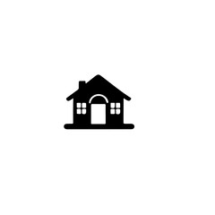 A simple black and white house icon illustration