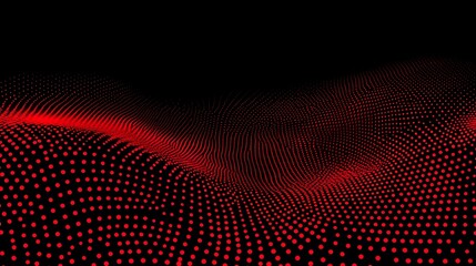 Abstract red dotted wave on black background