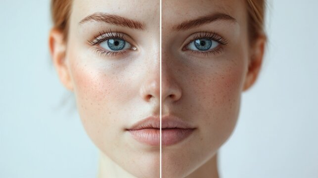 Beauty procedure of lash lamination, model with elegant expression, on plain background, copy space, for bauty salon websites, 