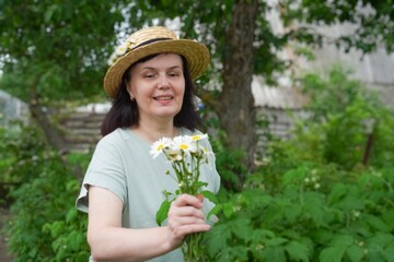 woman with flowers