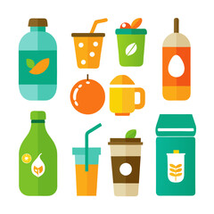 Bright beverage icons set against a clean white backdrop