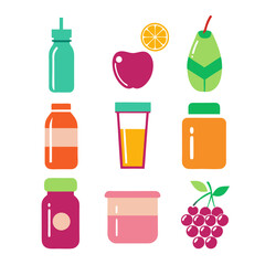 Colorful Graphic Array of Fruit and Beverage Containers