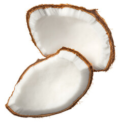Fresh coconut meat isolated on white background.