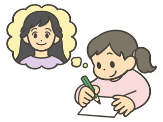 お母さんに手紙を書く子供