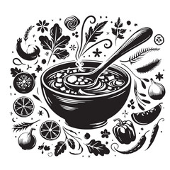 Rustic Soup Bowl with Vegetables and Spices