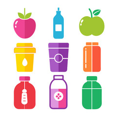 Graphic set of assorted food and beverage icons