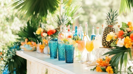 Vibrant tropical drinks bar