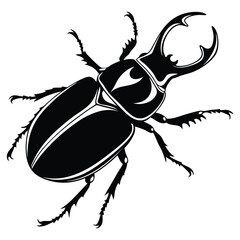 Isolated black and white stag beetle vector illustration on a white background, perfect for nature and wildlife themes