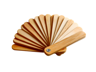 Craft popsicle sticks arranged in fan shape, light wood texture, isolated on transparent background --ar 4:3 --v 7.0 --p 537mr6h --s 250