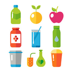 Fresh beverage containers vector illustration on white background