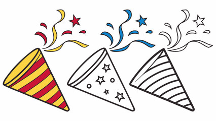 Three Colorful and Monochrome Party Crackers with Confetti