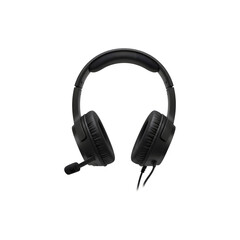 Fototapeta premium Over-ear black headphones with attached audio cable for immersive sound experiences