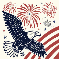 Fototapeta premium Patriotic Eagle with Fireworks Display