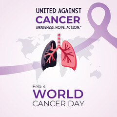 World cancer day awareness concept illustrating hope and united action against disease