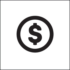 Fototapeta premium Black coin silhouette in simple vector design