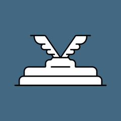 Obraz premium Winged trophy icon in minimalist design on blue background 