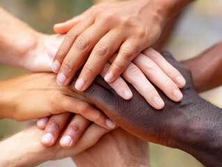 Inclusive workplace culture hands together diversity unity support connection teamwork cooperation trust