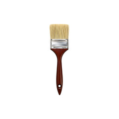 Wooden-handled paintbrush with tan bristles, used for painting surfaces or artistic projects