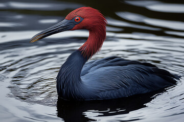 Fototapeta premium A shot of a bird captured through the reflection of an oil spill on the pipeline surface