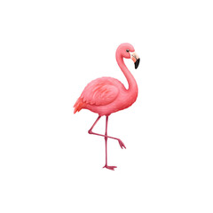 Obraz premium Elegant pink flamingo figurine standing on one leg, ideal for garden or decorative purposes