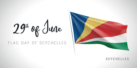 Seychelles flag day vector banner, greeting card
