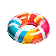 Colorful striped inflatable swim ring isolated on transparent background