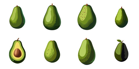 Multiple vector illustrations avocado

