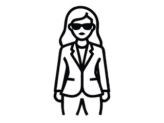 Vector illustration of a business person in a suit and glasses, or a man with sunglasses, representing success in the office