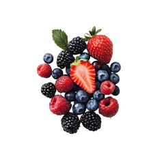 Mixed berries collection isolated on transparent background