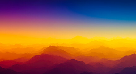 Fototapeta premium Golden Hour Mountain Range Panorama Vibrant Sunset Colors Dramatic Landscape Nature Scenery Aerial View