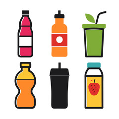 Illustrated vector drinks assortment isolated on a white background