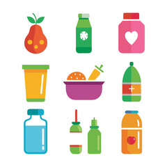 Bright colorful collection of flat design medical bottles illustrations