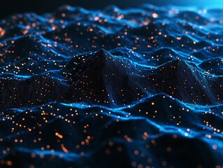 Abstract mountain range, glowing particles