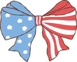 Coquette 4th of July ribbon bow stars 